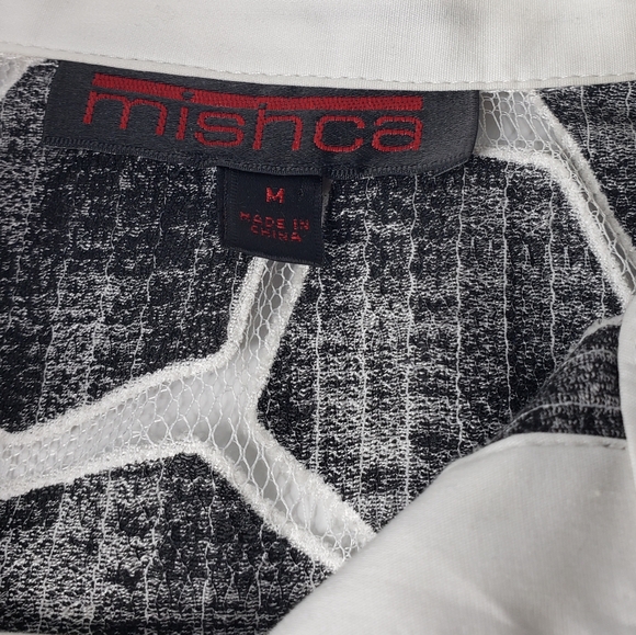 Mischa Netting Sheer Animal Geometric Abstract Rhinestone Tunic Contrast Top M - Picture 3 of 12